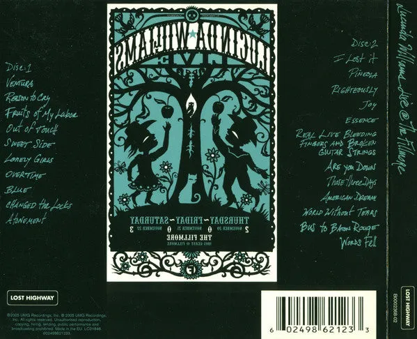 Lucinda Williams Live @ The Fillmore 2CD brukt live