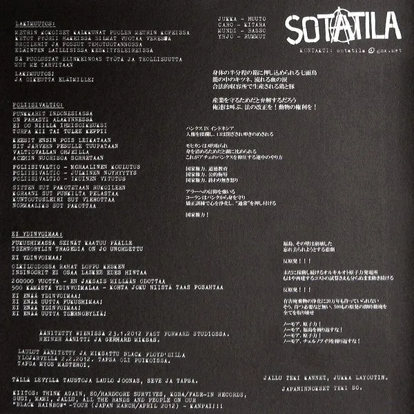 Sotatila Think Again Black Rainbow 7" brukt EP hardcore