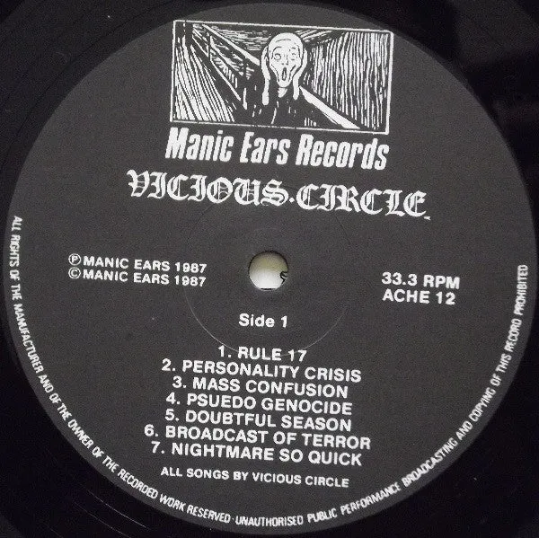 Vicious Circle Rhyme With Reason LP vinyl brukt 1987