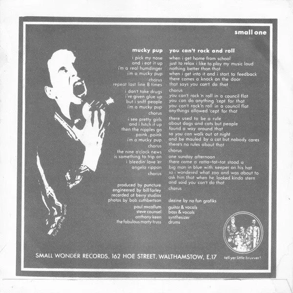 Puncture Mucky Pup 7" singel brukt punk