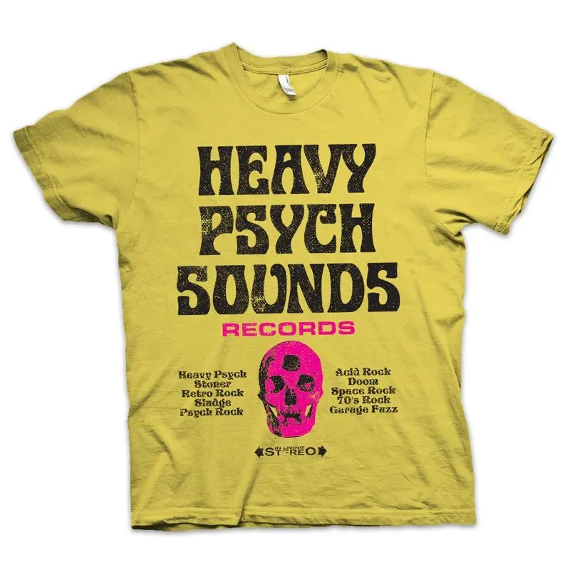 Heavy Psych Sounds #04 t-skjorte gul/svart/fuchsia bomull
