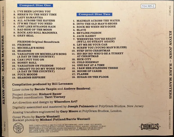 Elton John Rare Masters 2xCD samling brukt poprock ballader