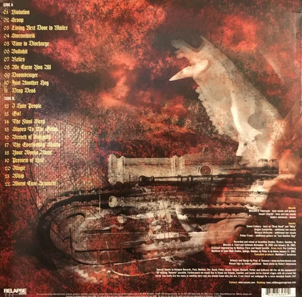 Nasum Helvete LP hvit vinyl brukt grindcore