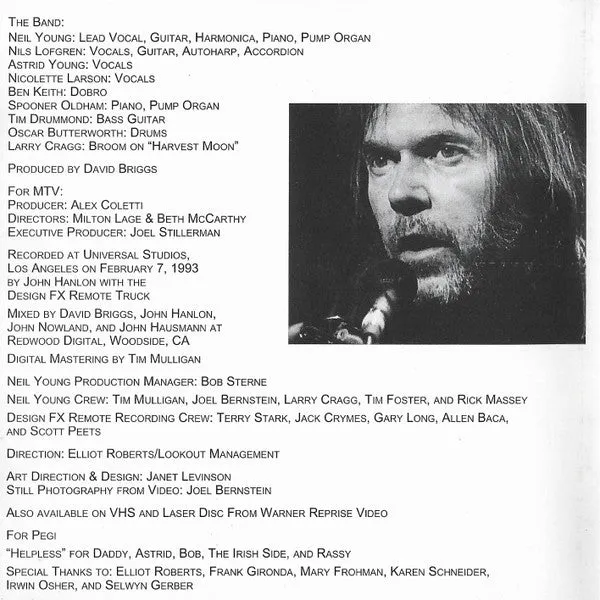 Neil Young Unplugged CD album brukt akustisk folkrock