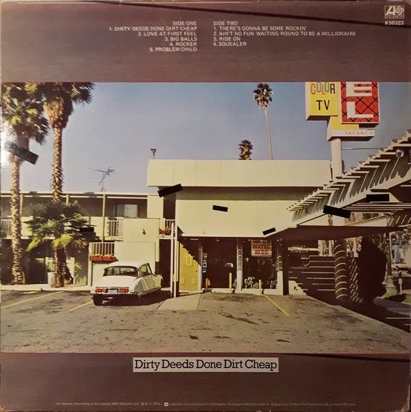 AC/DC Dirty Deeds Done Dirt Cheap LP brukt UK 1976