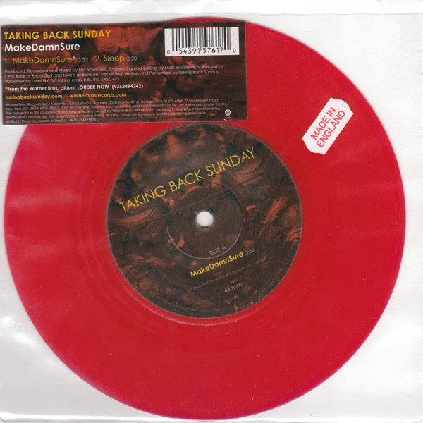Taking Back Sunday MakeDamnSure 7" singel rød brukt